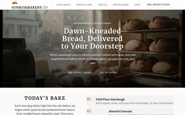 sunrisebakery.co design